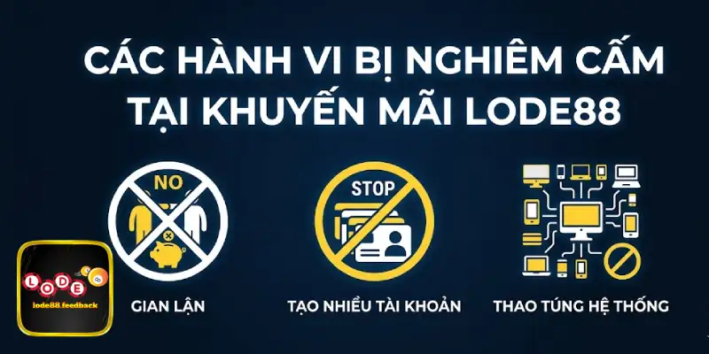 Các hành vi bị nghiêm cấm tại khuyến mãi LODE88